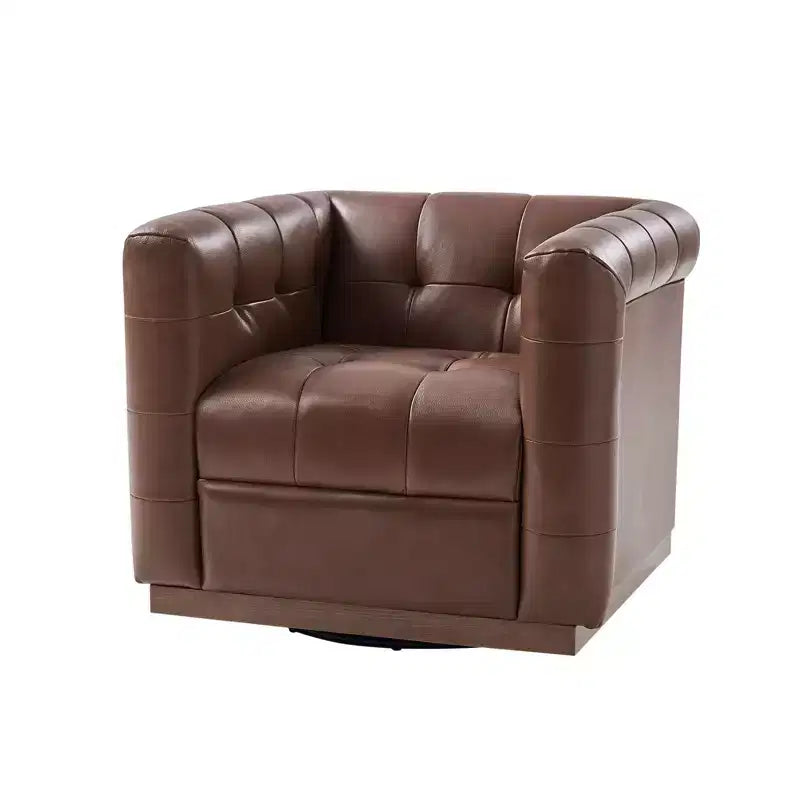 Fauteuil club pivotant Frankie en cuir véritable | HULALA HOME