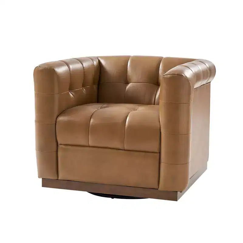 Fauteuil club pivotant Frankie en cuir véritable | HULALA HOME