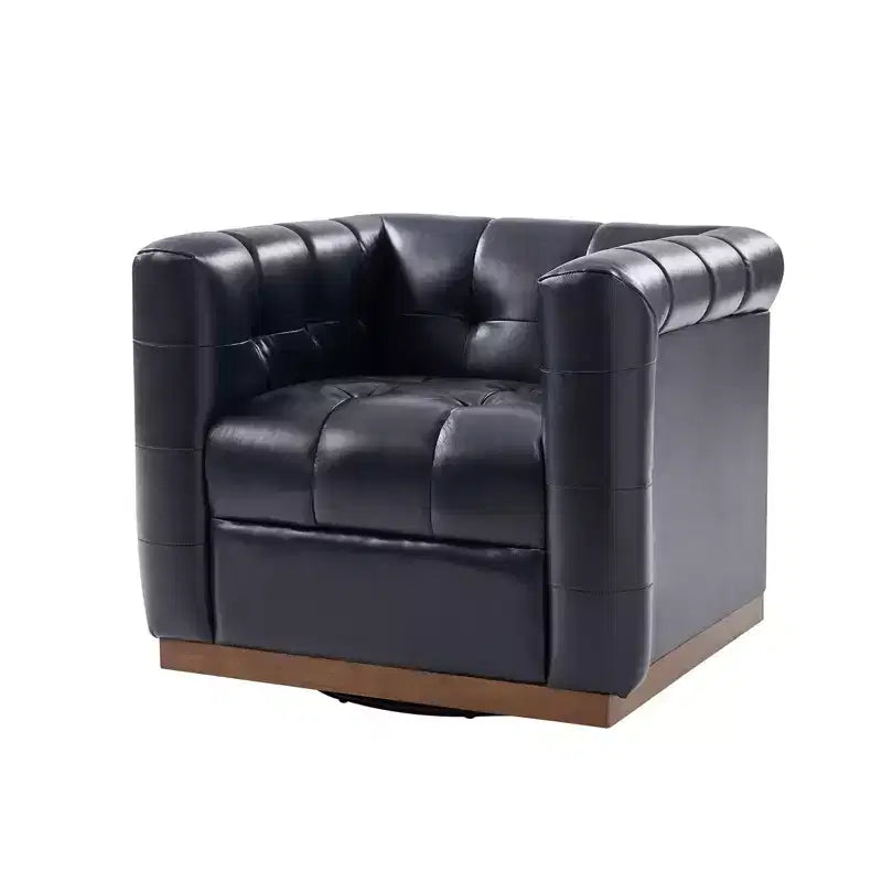 Fauteuil club pivotant Frankie en cuir véritable | HULALA HOME