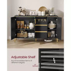 VASAGLE Buffet de Cuisine avec Rangement, Buffet Commode, Meuble de Cuisine avec Tiroirs, Étagère Réglable, Plateau, Noir Encre