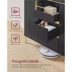 VASAGLE Buffet de Cuisine avec Rangement, Buffet Commode, Meuble de Cuisine avec Tiroirs, Étagère Réglable, Plateau, Noir Encre