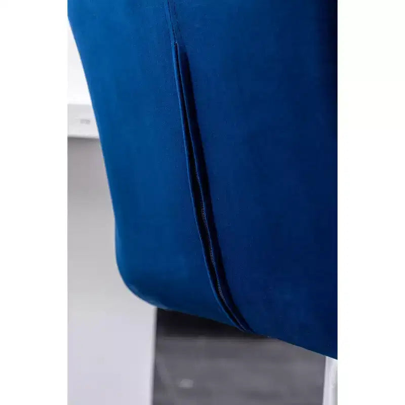 Tabouret de bar réglable en hauteur et pivotant en velours capitonné Diamond Breni de Roundhill Furniture, bleu, lot de 2