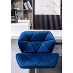 Tabouret de bar réglable en hauteur et pivotant en velours capitonné Diamond Breni de Roundhill Furniture, bleu, lot de 2