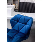 Tabouret de bar réglable en hauteur et pivotant en velours capitonné Diamond Breni de Roundhill Furniture, bleu, lot de 2