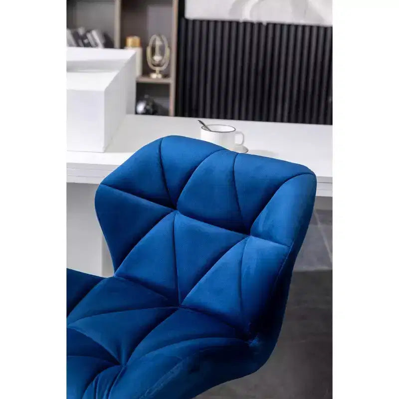 Tabouret de bar réglable en hauteur et pivotant en velours capitonné Diamond Breni de Roundhill Furniture, bleu, lot de 2