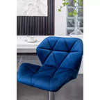 Tabouret de bar réglable en hauteur et pivotant en velours capitonné Diamond Breni de Roundhill Furniture, bleu, lot de 2