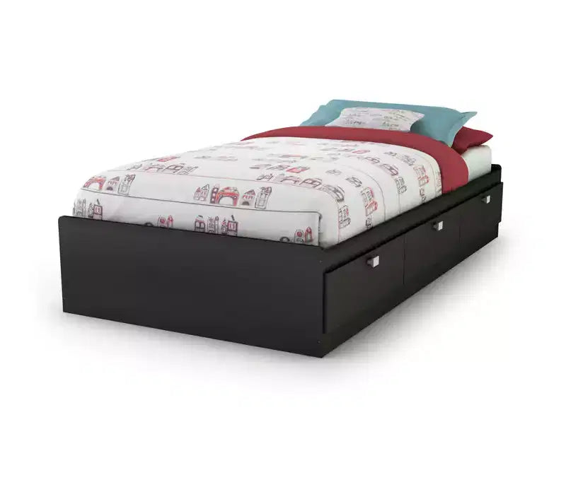 HomeStock 14.75 in.H Twin Size Black with Storage Beds made of Particle Board Bed Frame