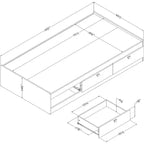 Cadre de lit HomeStock, noir, taille double, avec rangements, en panneaux de particules, 37,46 cm H