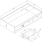 Cadre de lit HomeStock, noir, taille double, avec rangements, en panneaux de particules, 37,46 cm H