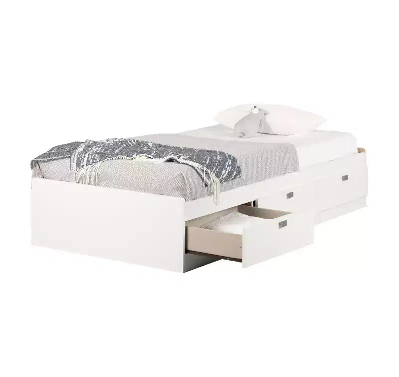 Cadre de lit HomeStock, noir, taille double, avec rangements, en panneaux de particules, 37,46 cm H