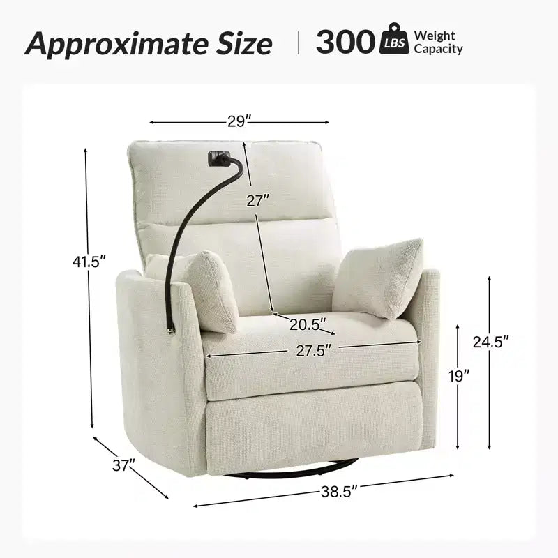 Fauteuil inclinable, pivotant et berçant Julius 38 Power Nursery avec port USB | HULALA HOME