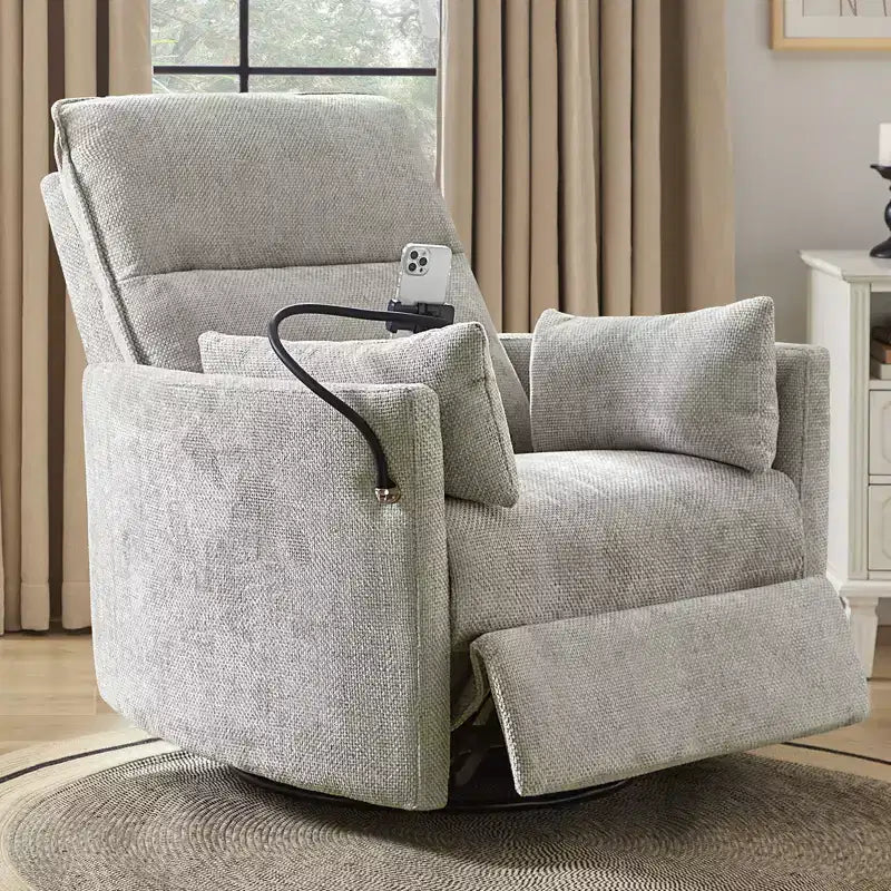Fauteuil inclinable, pivotant et berçant Julius 38 Power Nursery avec port USB | HULALA HOME