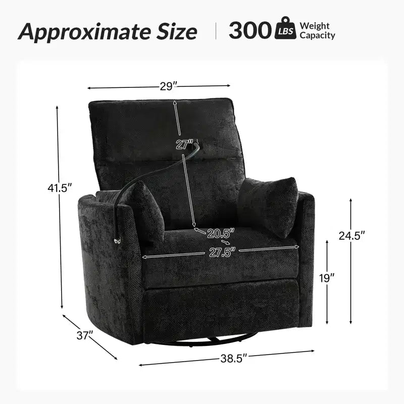 Fauteuil inclinable, pivotant et berçant Julius 38 Power Nursery avec port USB | HULALA HOME