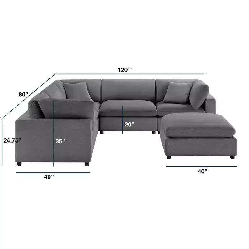 Canapé modulaire 6 pièces Casella Comfort Pointe