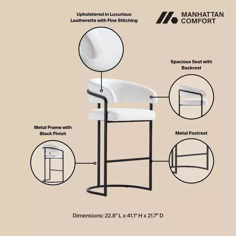Tabouret de bar moderne en similicuir Augusta de Manhattan Comfort