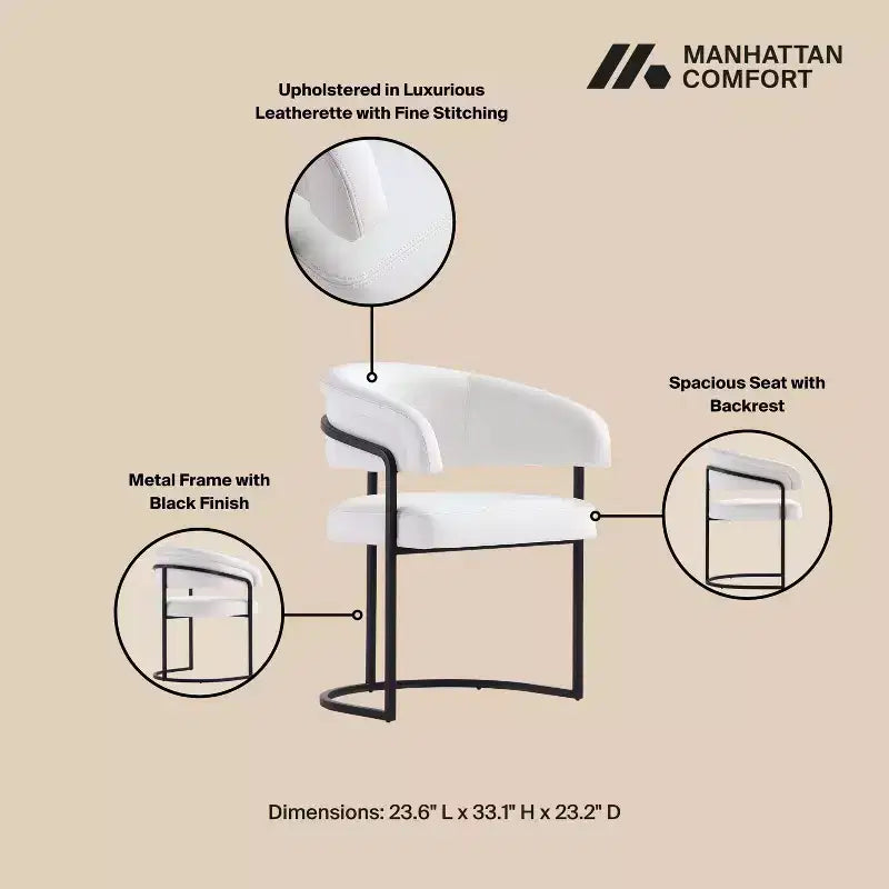 Manhattan Comfort Lot de 2 Chaises de Salle à Manger Modernes Capitonnées en Similicuir Augusta