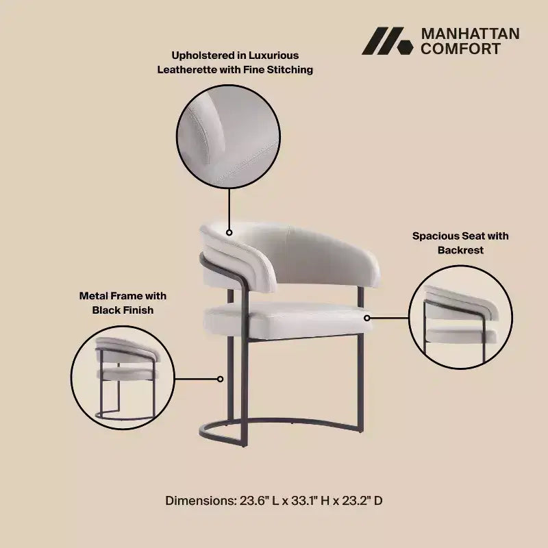 Manhattan Comfort Lot de 2 Chaises de Salle à Manger Modernes Capitonnées en Similicuir Augusta
