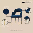 Fauteuil de salle à manger moderne Carrington en velours, par Manhattan Comfort