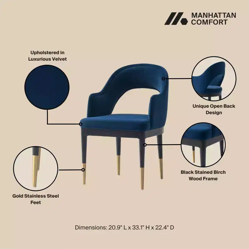 Fauteuil de salle à manger moderne Carrington en velours, par Manhattan Comfort