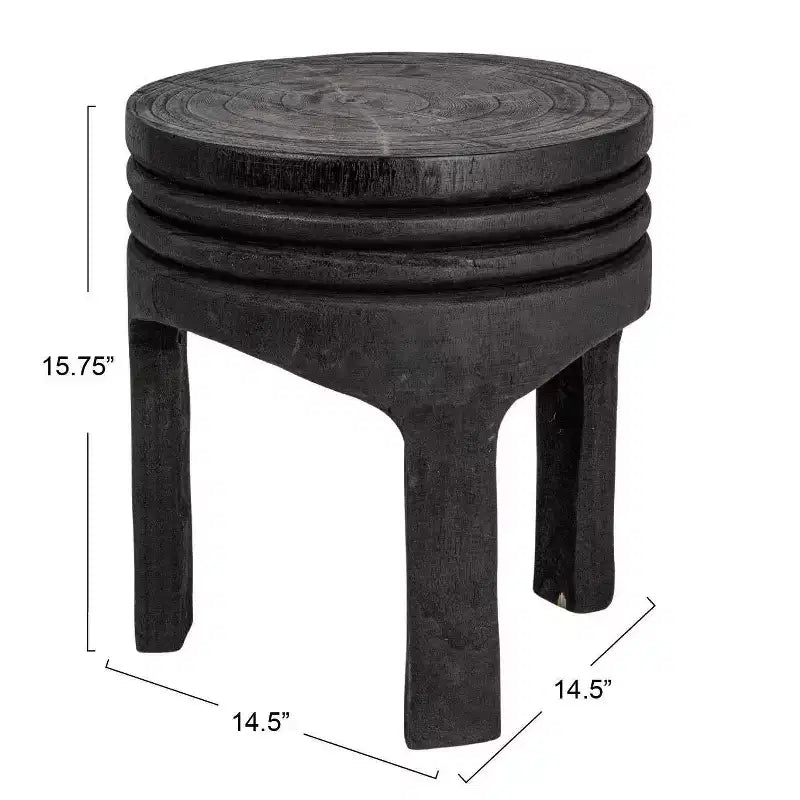 Table d'appoint sculptée en bois "Maison d'Histoires"