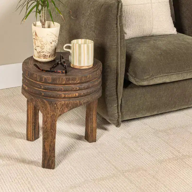 Table d'appoint sculptée en bois "Maison d'Histoires"