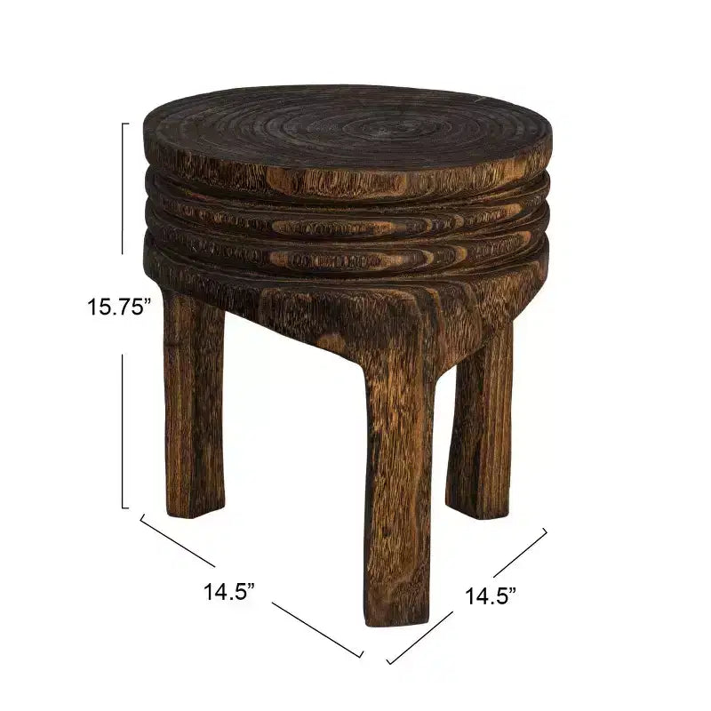 Table d'appoint sculptée en bois "Maison d'Histoires"