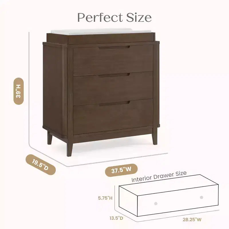 Commode 3 tiroirs Delta Children Noah avec plateau à langer et tiroirs à emboîtement