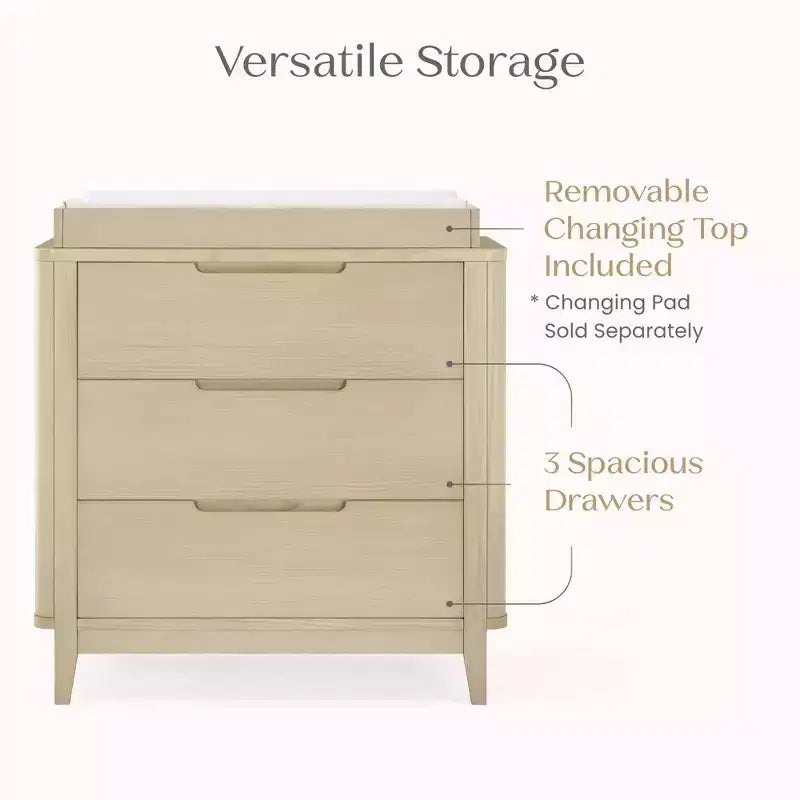 Commode 3 tiroirs Delta Children Noah avec plateau à langer et tiroirs à emboîtement