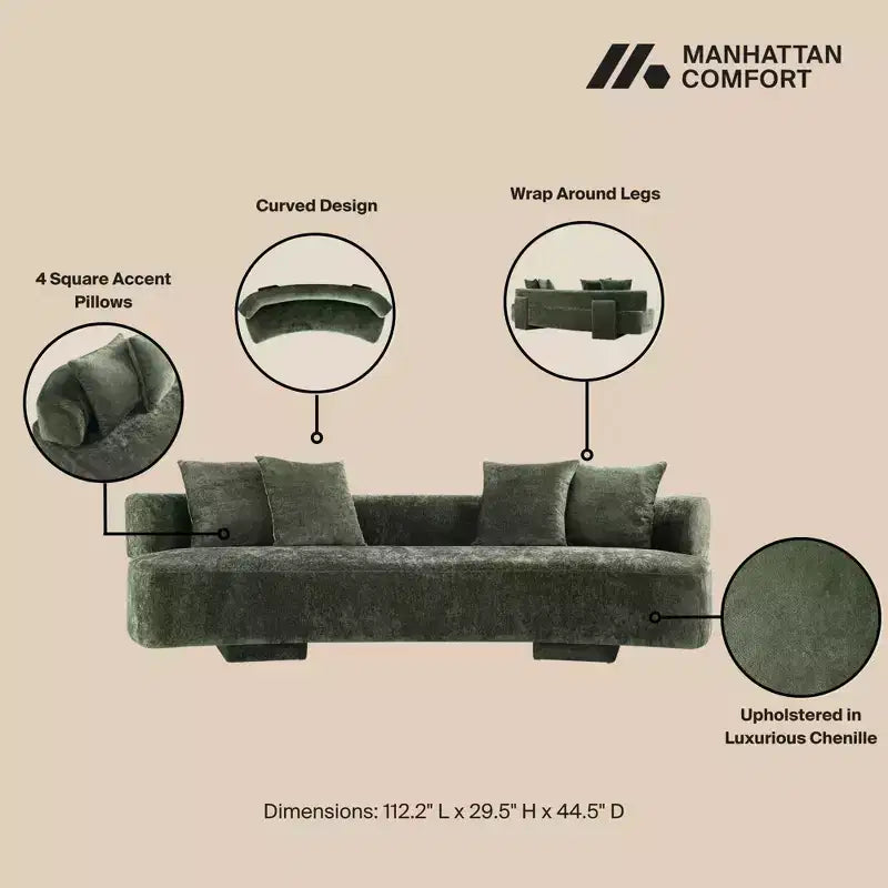Canapé d'angle Manhattan Comfort Verandah moderne en chenille, 284 cm