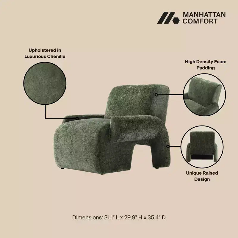 Chaise d'appoint moderne rembourrée en chenille Verandah Manhattan Comfort