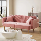 Ouyessir Canapé futon convertible capitonné avec accoudoirs pliables