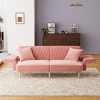 Ouyessir Canapé futon convertible capitonné avec accoudoirs pliables