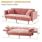 Ouyessir Canapé futon convertible capitonné avec accoudoirs pliables