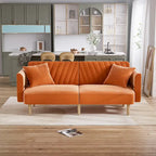 Ouyessir Canapé futon convertible capitonné avec accoudoirs pliables