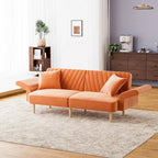 Ouyessir Canapé futon convertible capitonné avec accoudoirs pliables