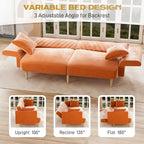 Ouyessir Canapé futon convertible capitonné avec accoudoirs pliables