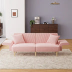 Ouyessir Canapé futon convertible capitonné avec accoudoirs pliables