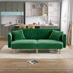 Ouyessir Canapé futon convertible capitonné avec accoudoirs pliables