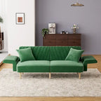 Ouyessir Canapé futon convertible capitonné avec accoudoirs pliables