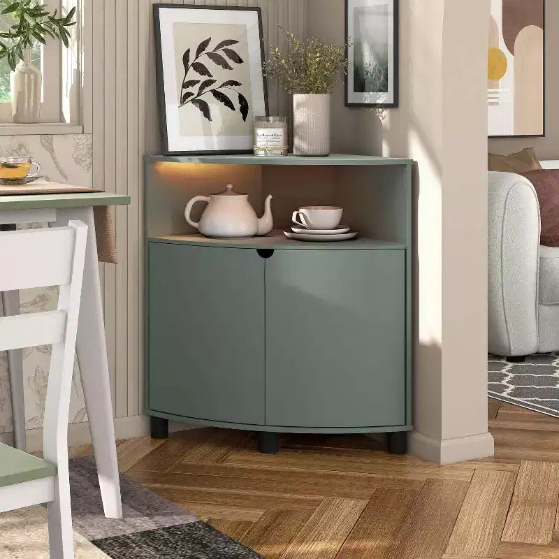 Meuble d'angle d'appoint Oahu miBasics avec lumières LED