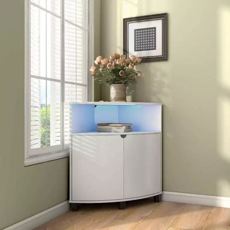 Meuble d'angle d'appoint Oahu miBasics avec lumières LED