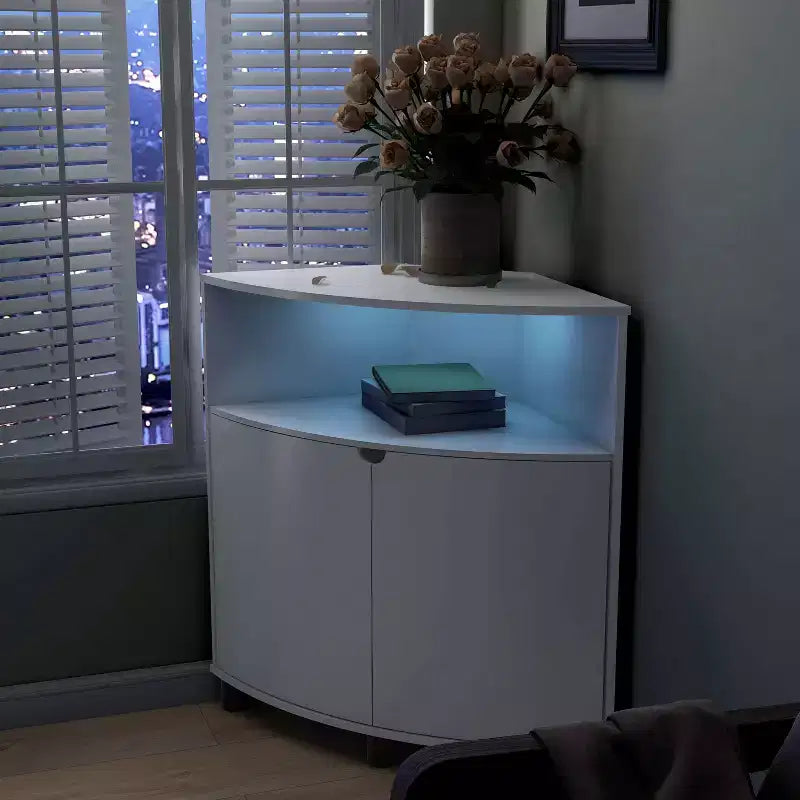 Meuble d'angle d'appoint Oahu miBasics avec lumières LED