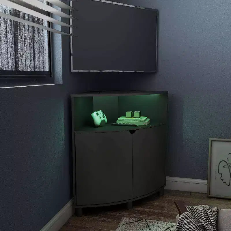 Meuble d'angle d'appoint Oahu miBasics avec lumières LED