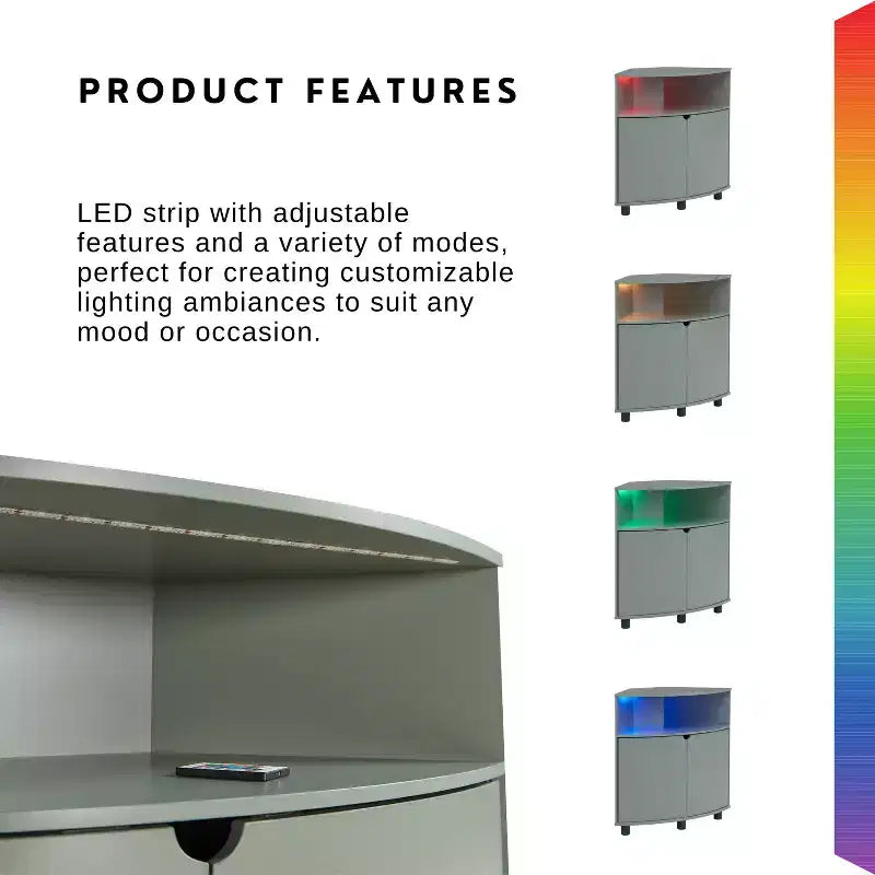 Meuble d'angle d'appoint Oahu miBasics avec lumières LED