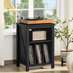 Meuble pour platine vinyle avec rangement pour disques - 15,74P x 19,68L x 29,01H