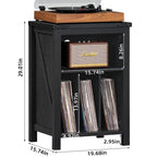 Meuble pour platine vinyle avec rangement pour disques - 15,74P x 19,68L x 29,01H