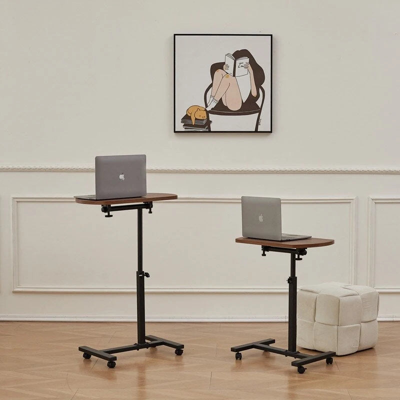 Table d'appoint en C, table de canapé avec cadre en métal et plateau pivotant à 360 degrés réglable en hauteur