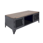 Table basse et table d'appoint de rangement en acier noyer foncé de style rustique