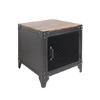 Table basse et table d'appoint de rangement en acier noyer foncé de style rustique