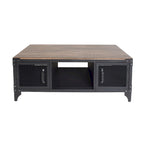 Table basse et table d'appoint de rangement en acier noyer foncé de style rustique